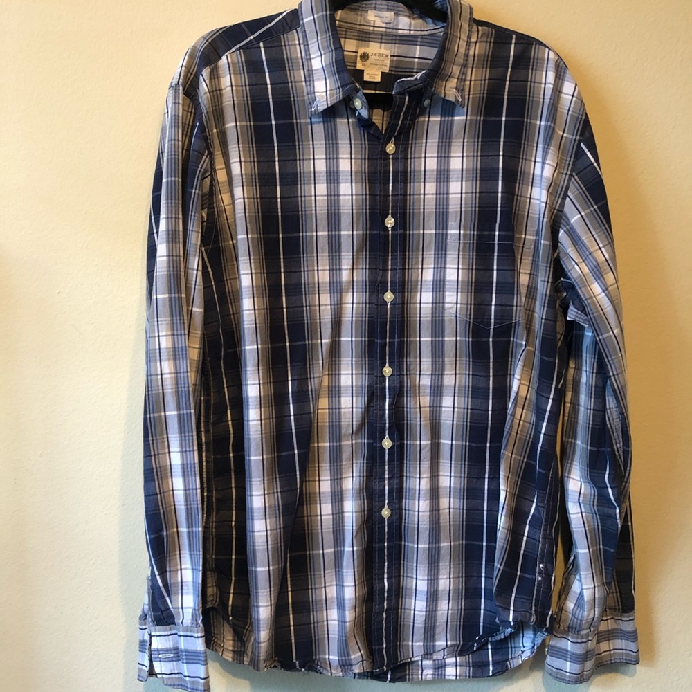J. Crew Blue plaid longsleeve casual button up